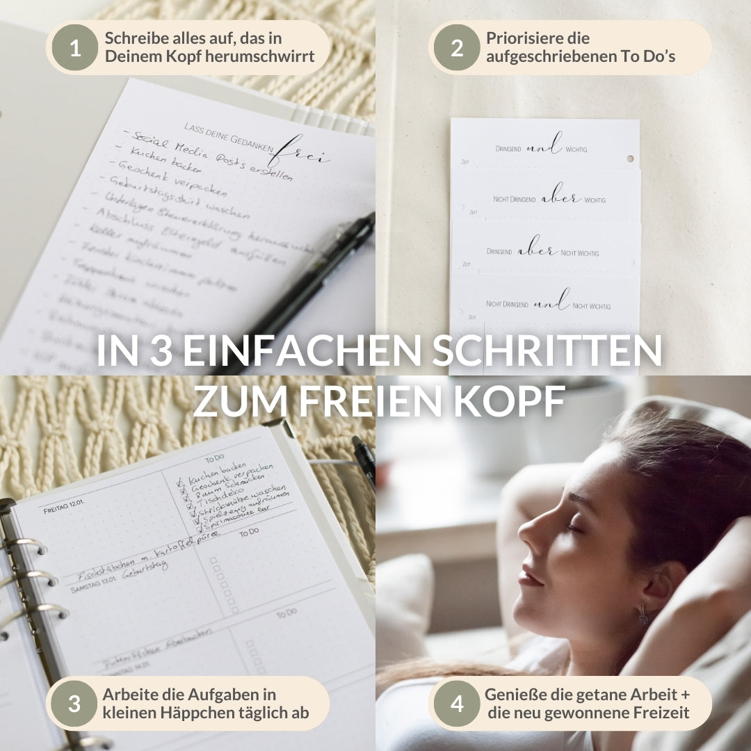 ✨ Kopf Frei Set ✨ inkl. A5 Ringbuchplaner + gratis Tintenroller und Stiftschlaufe