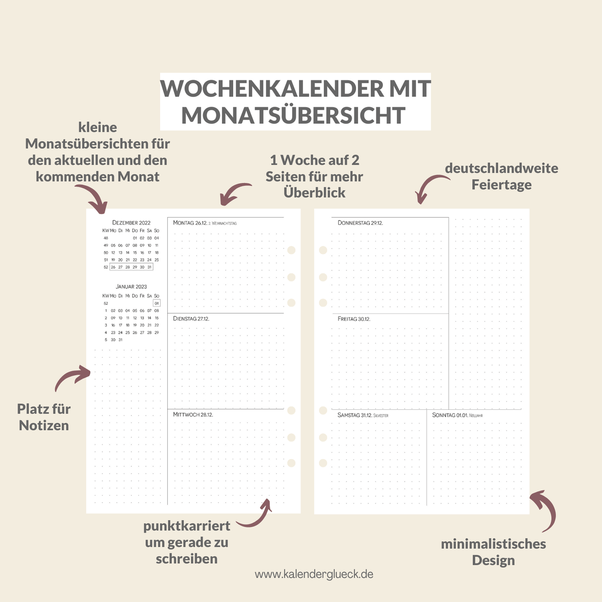 ✨ Starter Set ✨- Ringbuch A5 inkl. 2026 Kalender und Gratis Stiftschlaufe