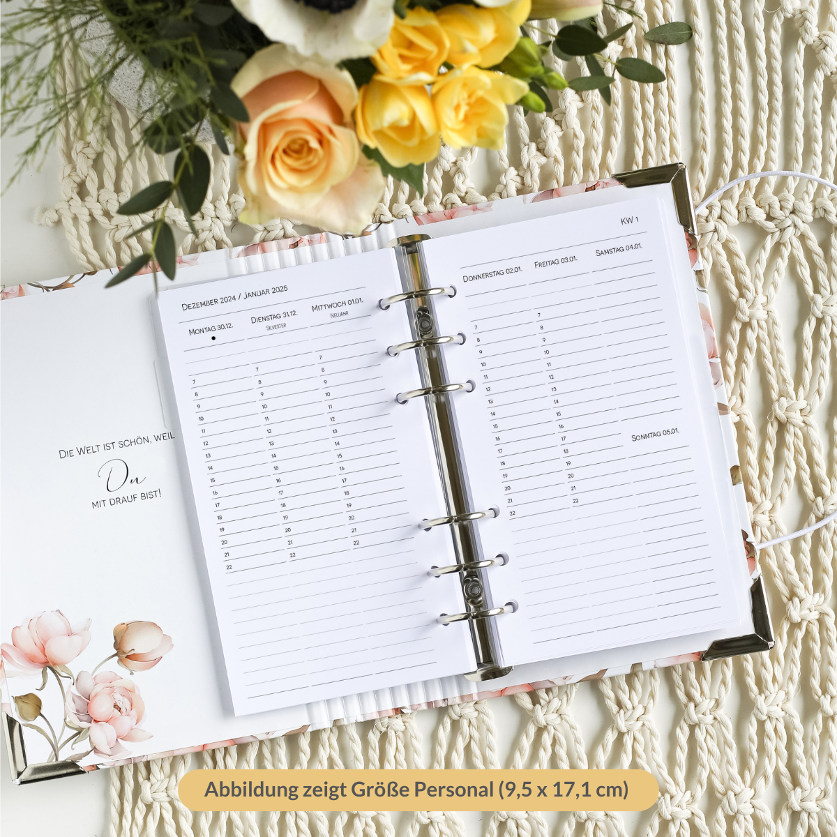 Kalendereinlagen 1 Woche / 2 Seiten Spalten liniert