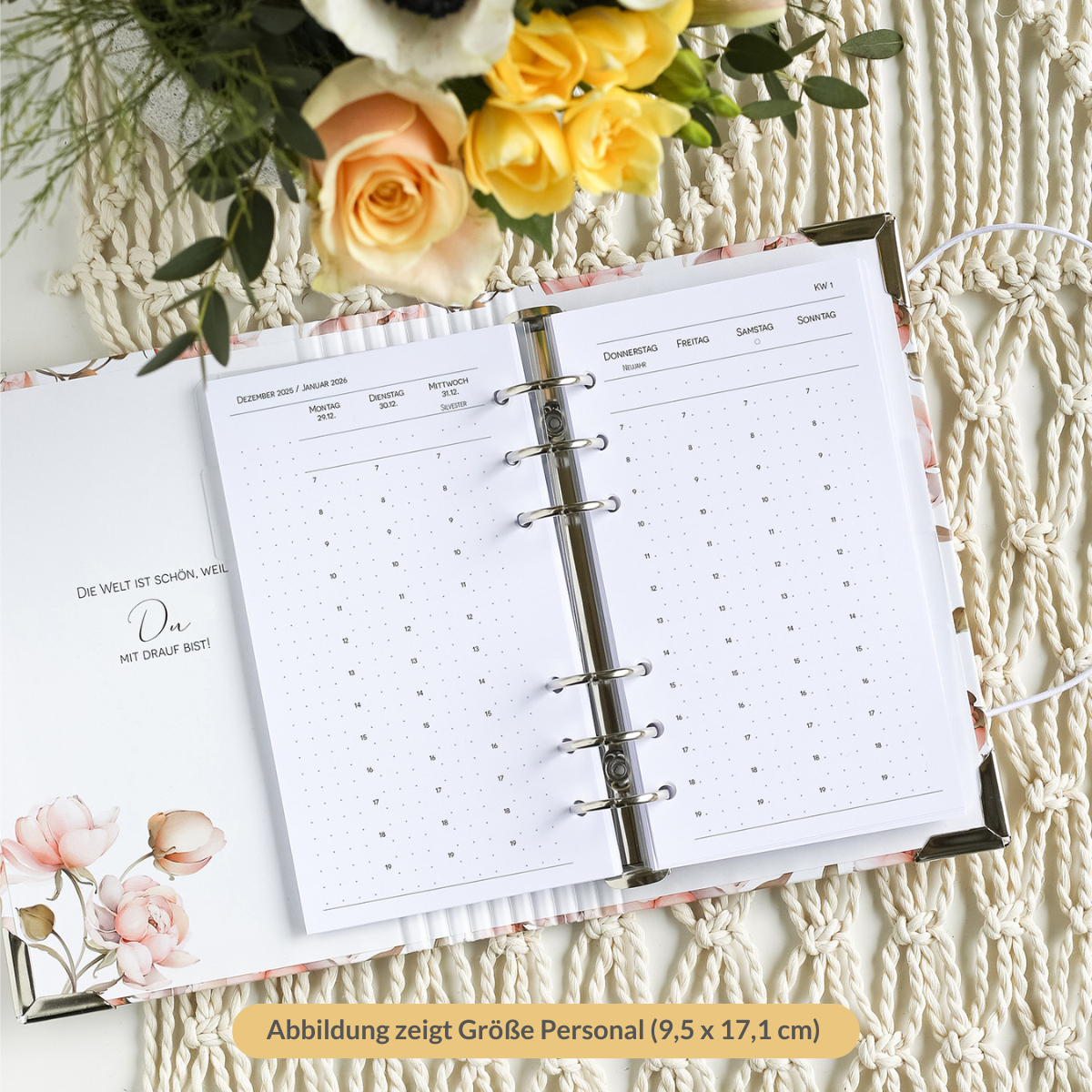 Kalendereinlagen 1 Woche / 2 Seiten Spalten punktkariert