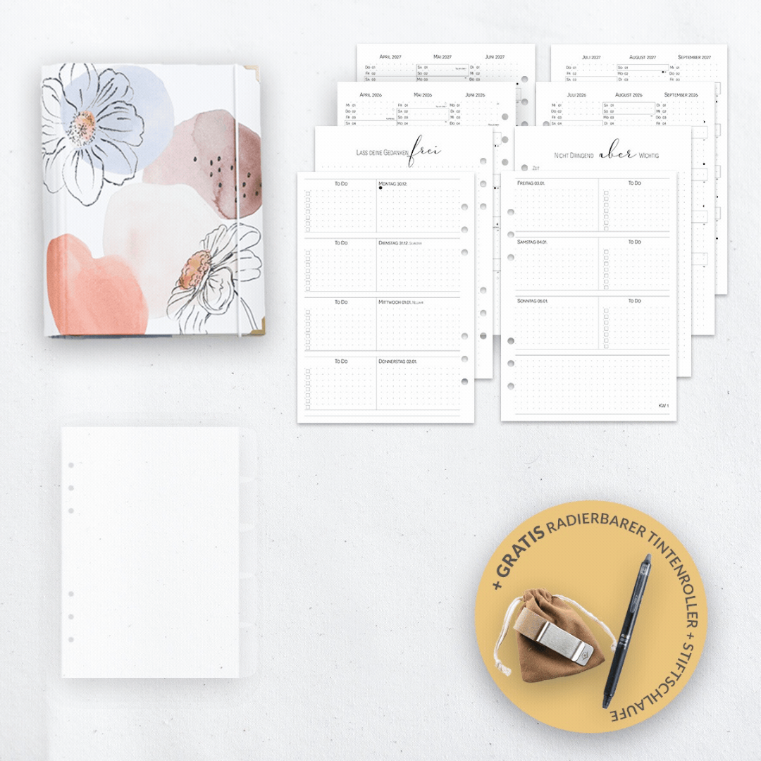 ✨ Kopf Frei Set ✨ inkl. A5 Ringbuchplaner + gratis Tintenroller und Stiftschlaufe