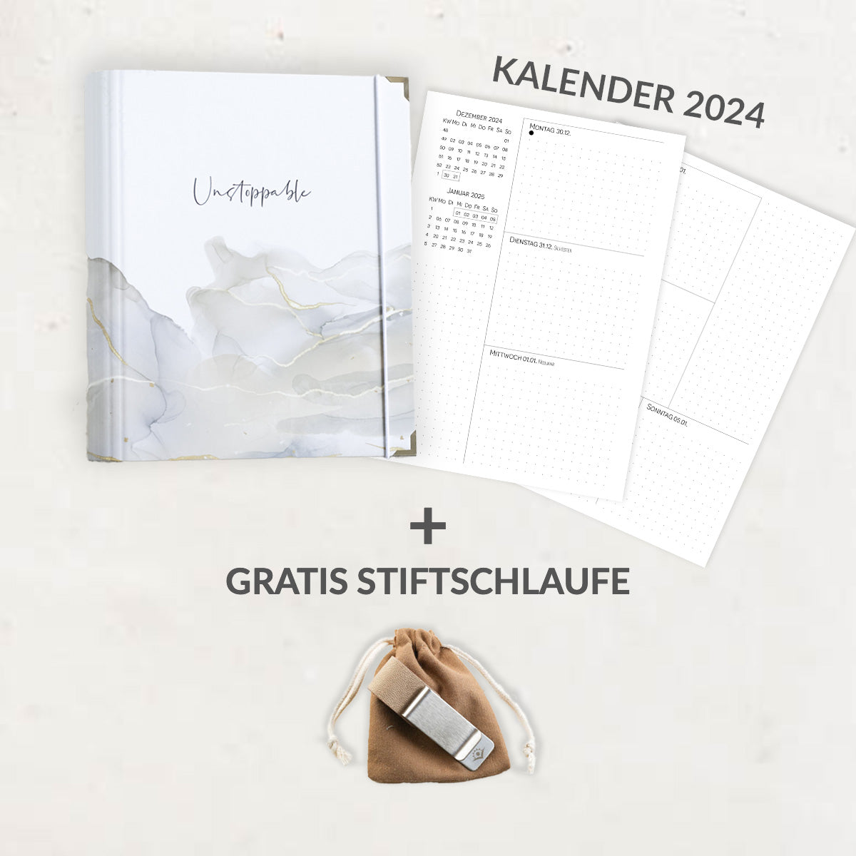 ✨ Starter Set ✨- Ringbuch A5 inkl. 2024 Kalender und Gratis Stiftschlaufe